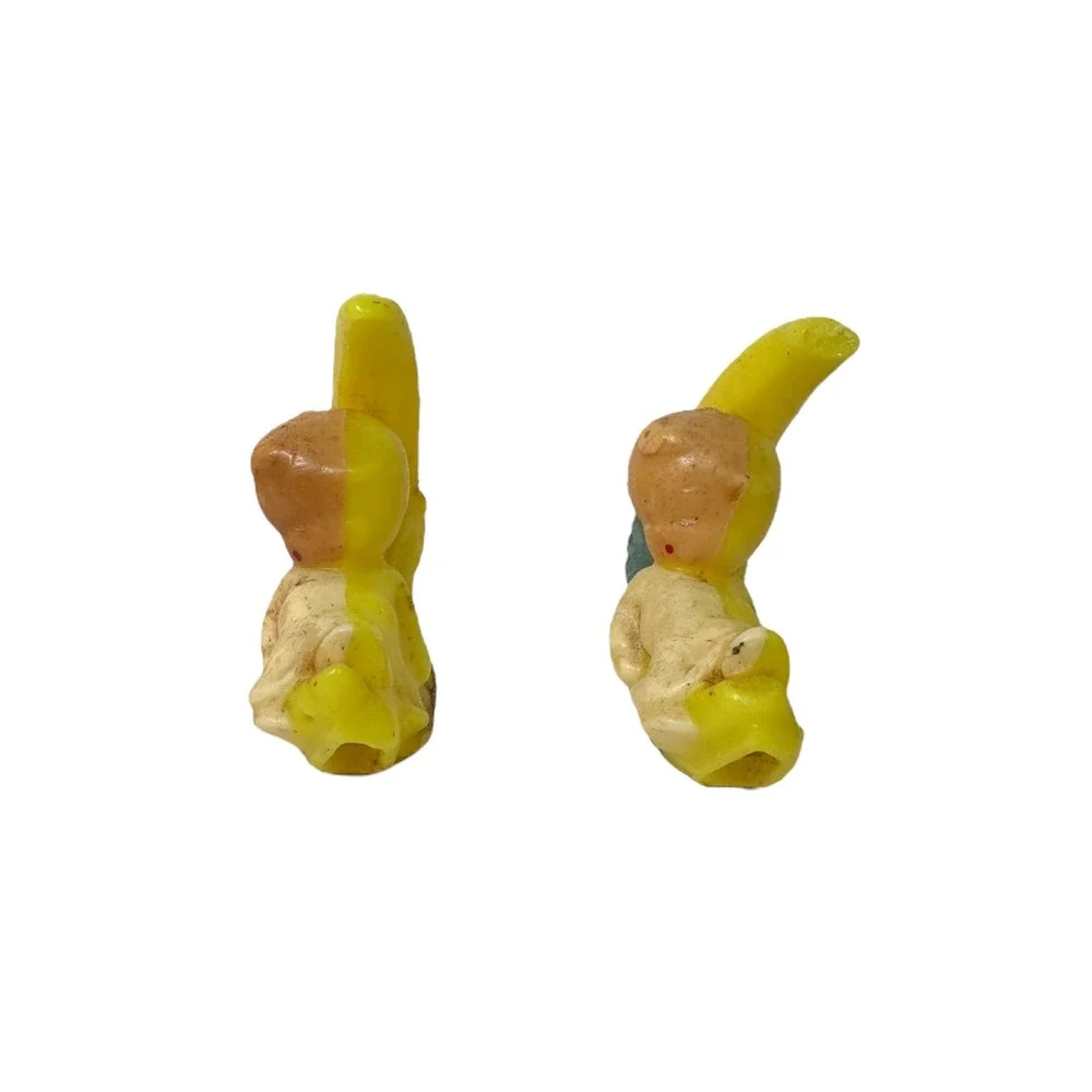 Vintage Gurley Baby Angel on‎ Crescent Moon Candles Pair – 1950s Decor